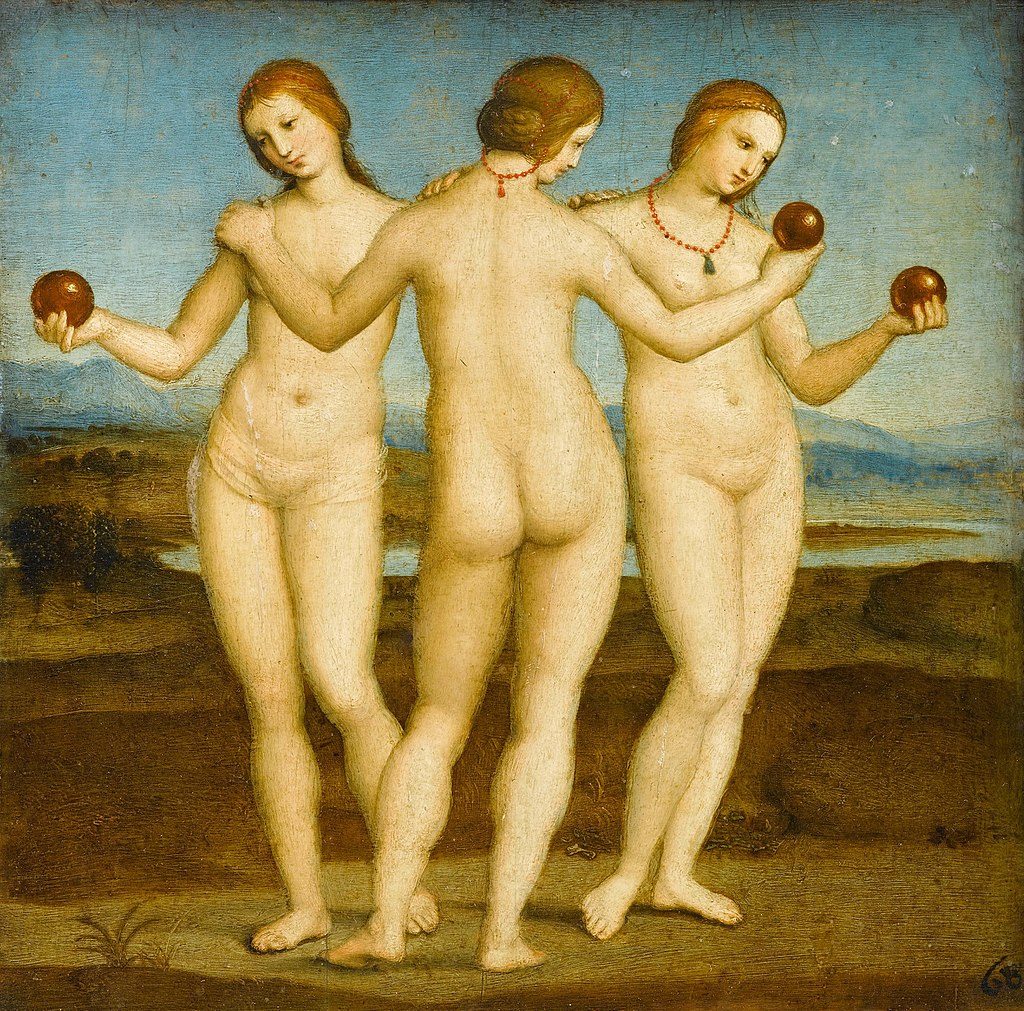 Die drei Grazien, Raffael, ca. 1503-1505; Öl auf Holz